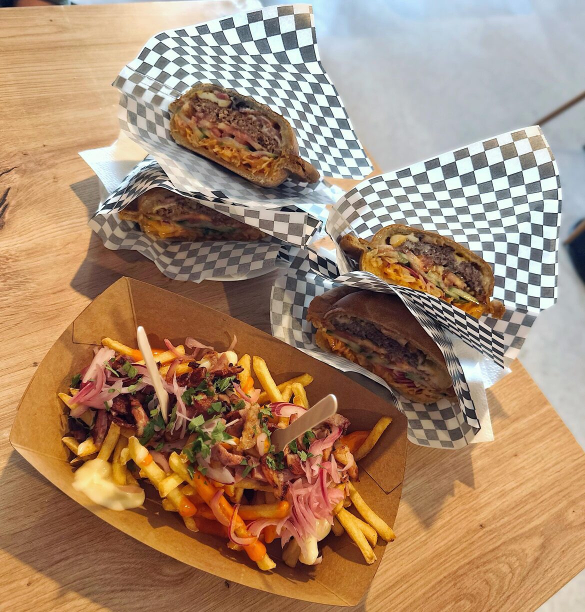 UFO burgers and loaded fries