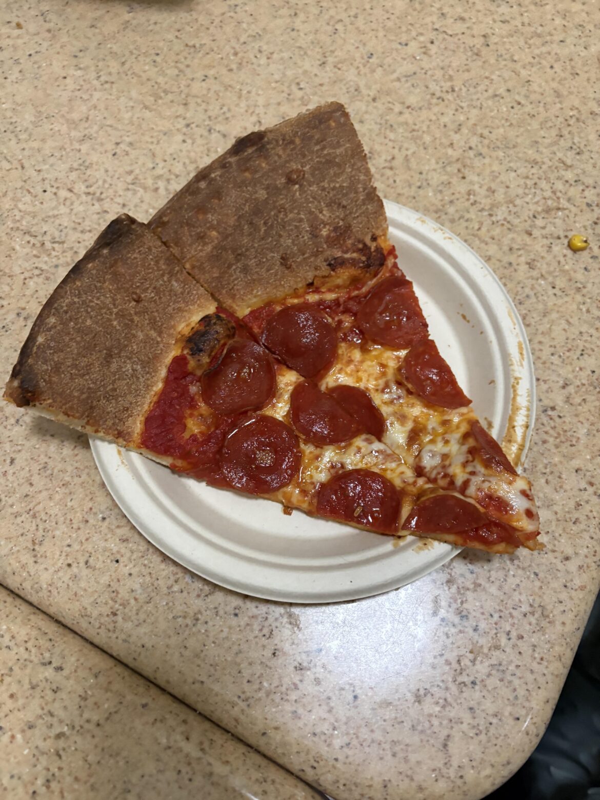 The extra crust pizza my friend just got at my university