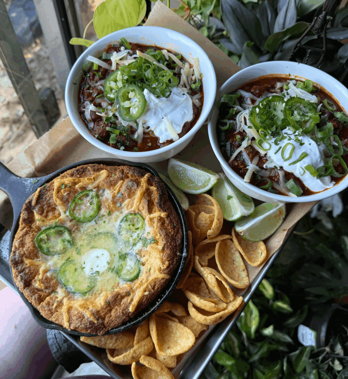Made a spicy chili and jalapeno white cheddar corn bread for dinner tonight