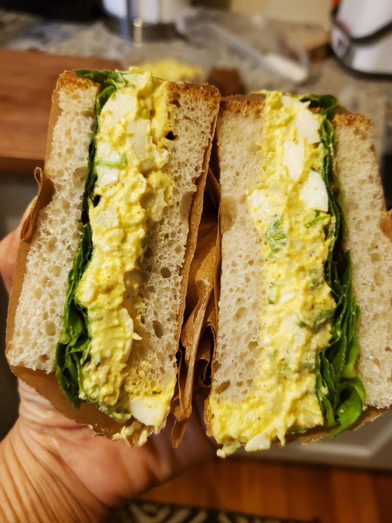 Deli style egg salad sandwich