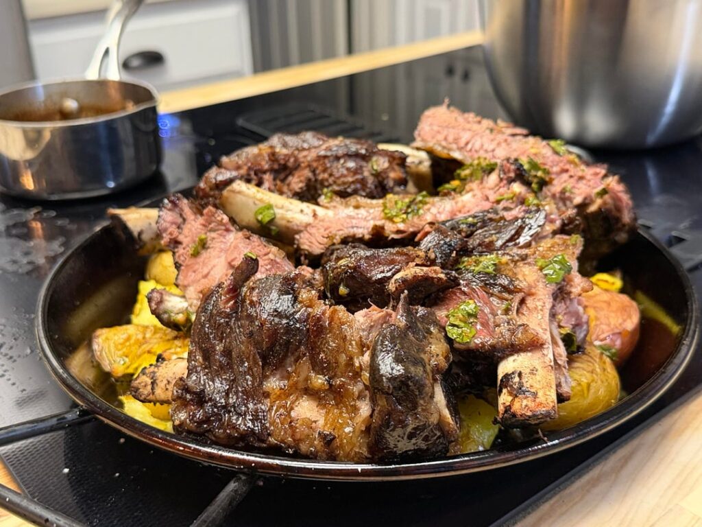Argentinian style beef ribs w/ homemade chimichurri