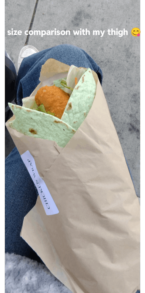 Calories in this chicken tender wrap? I'm thinking it's 950 from the sheer size of it