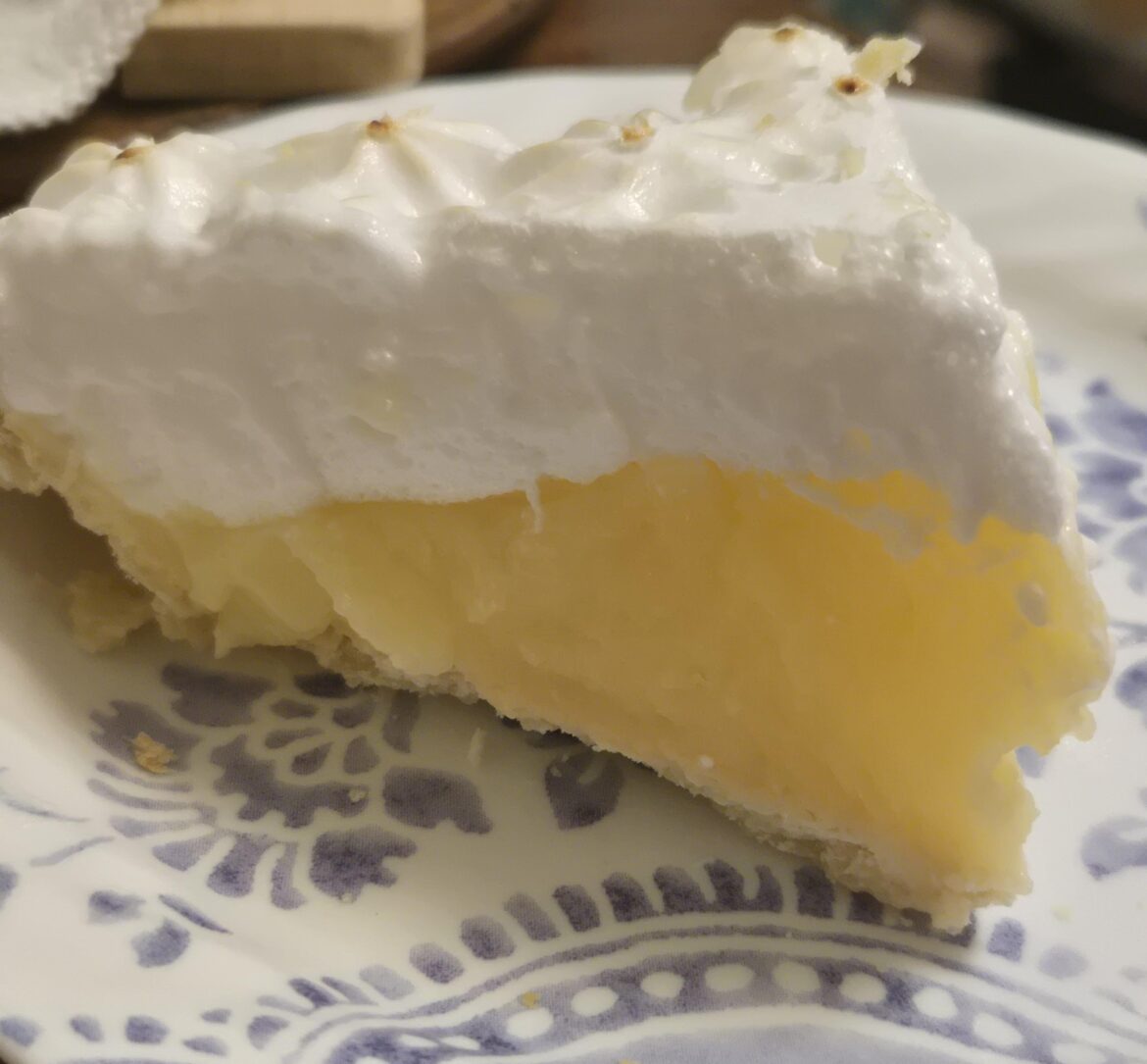 Enjoying some lemon meringue pie tonight