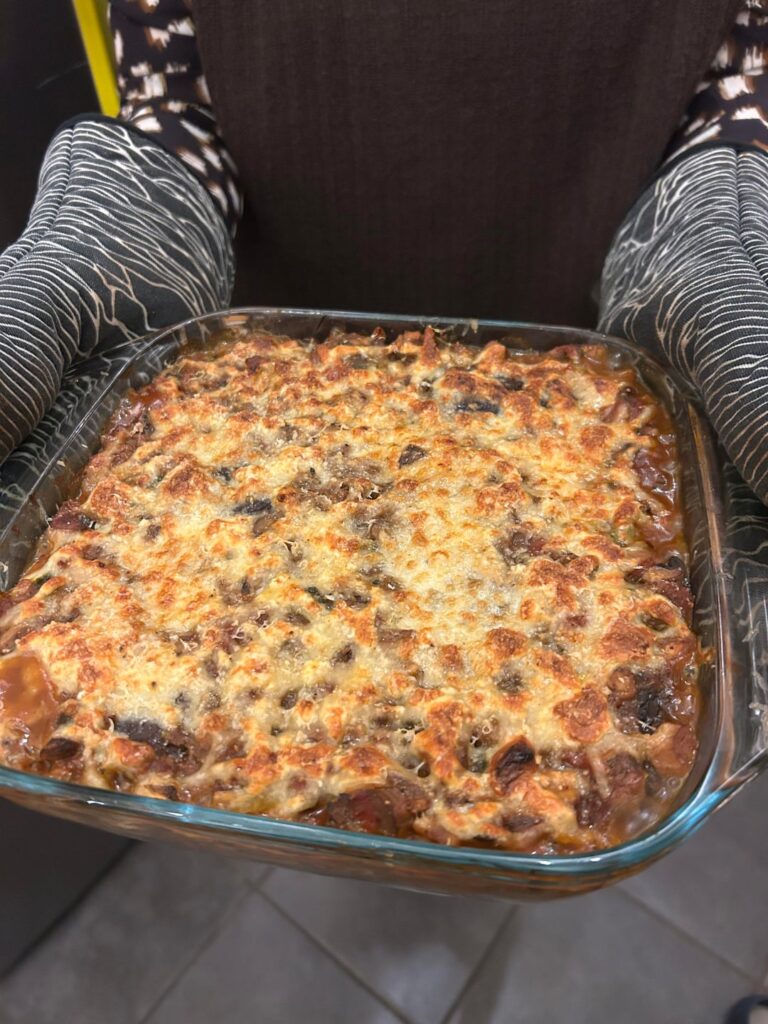 Aubergine lasagne - under 600kcal for the whole thing