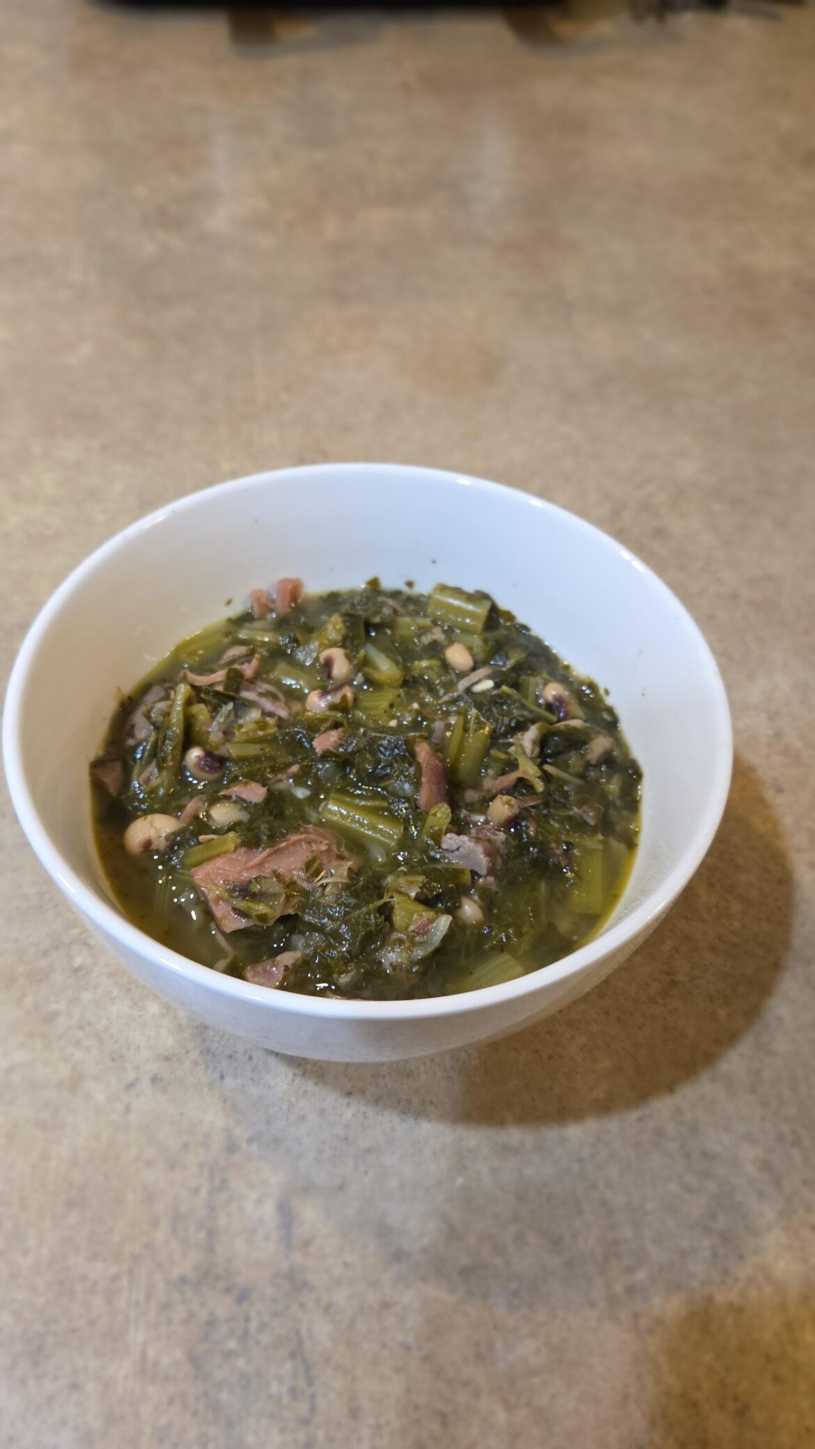 Old Recipe for Black Eyed Peas collard greens and ham hock soup