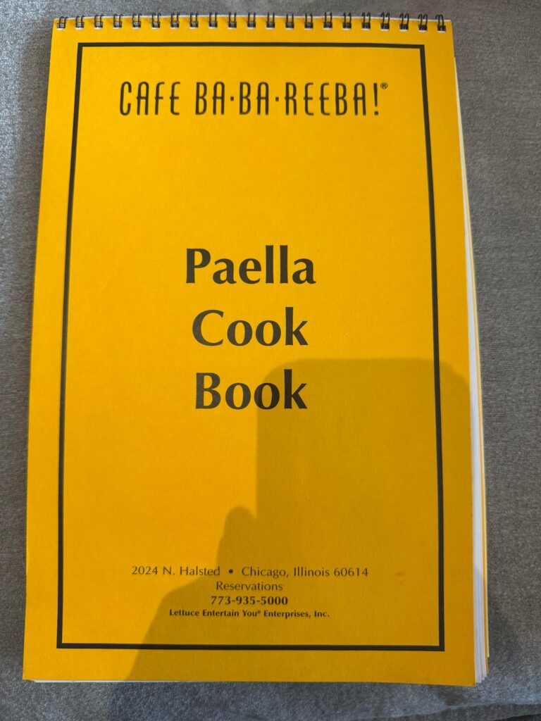 Every Page From the Cafe Ba-Ba-Reeba Paella Cookbook I Thrifted.