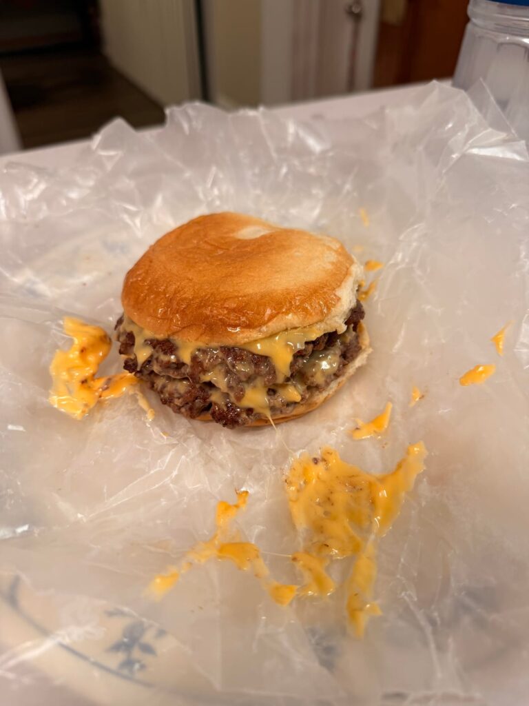 Just a pan fried double cheeseburger