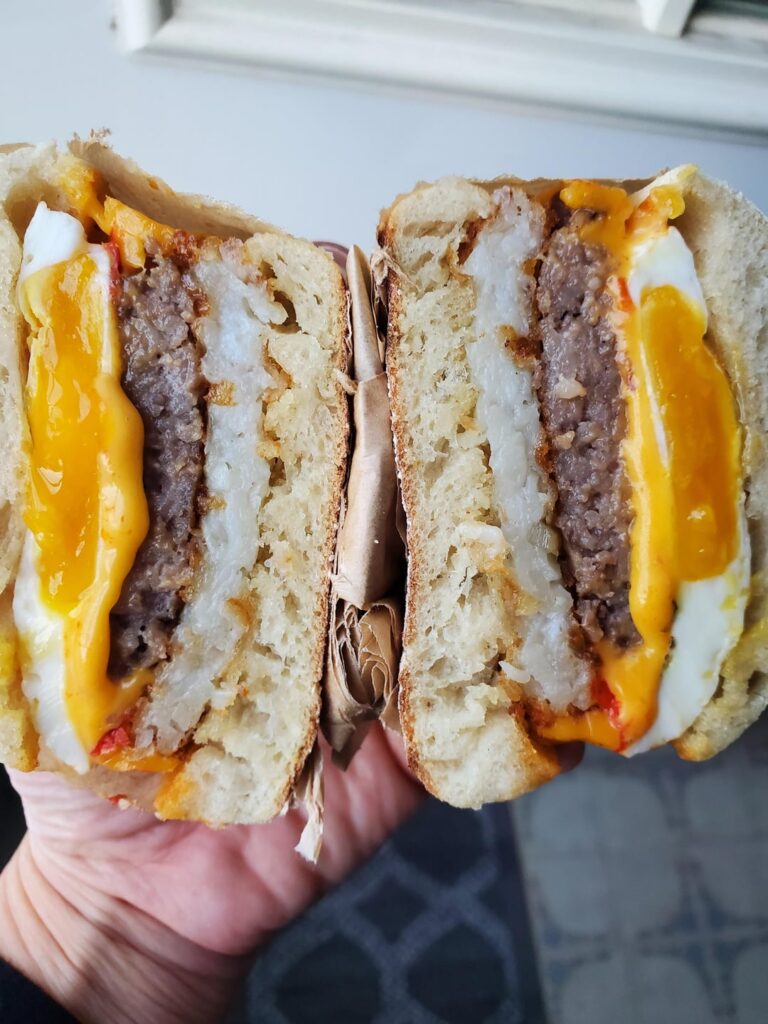 Started adding hashbrown patties to my egg sausage cheese sandwiches.