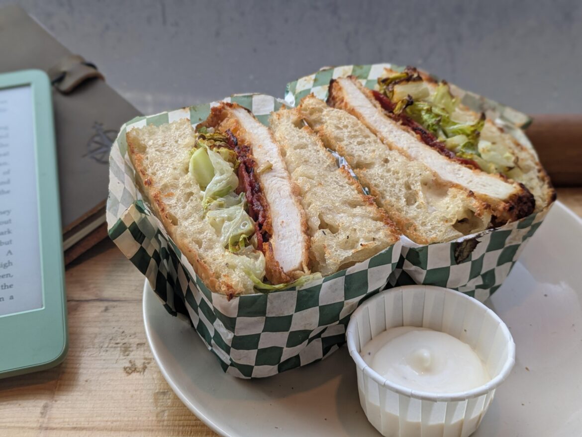 chicken sandwich with caesar dip