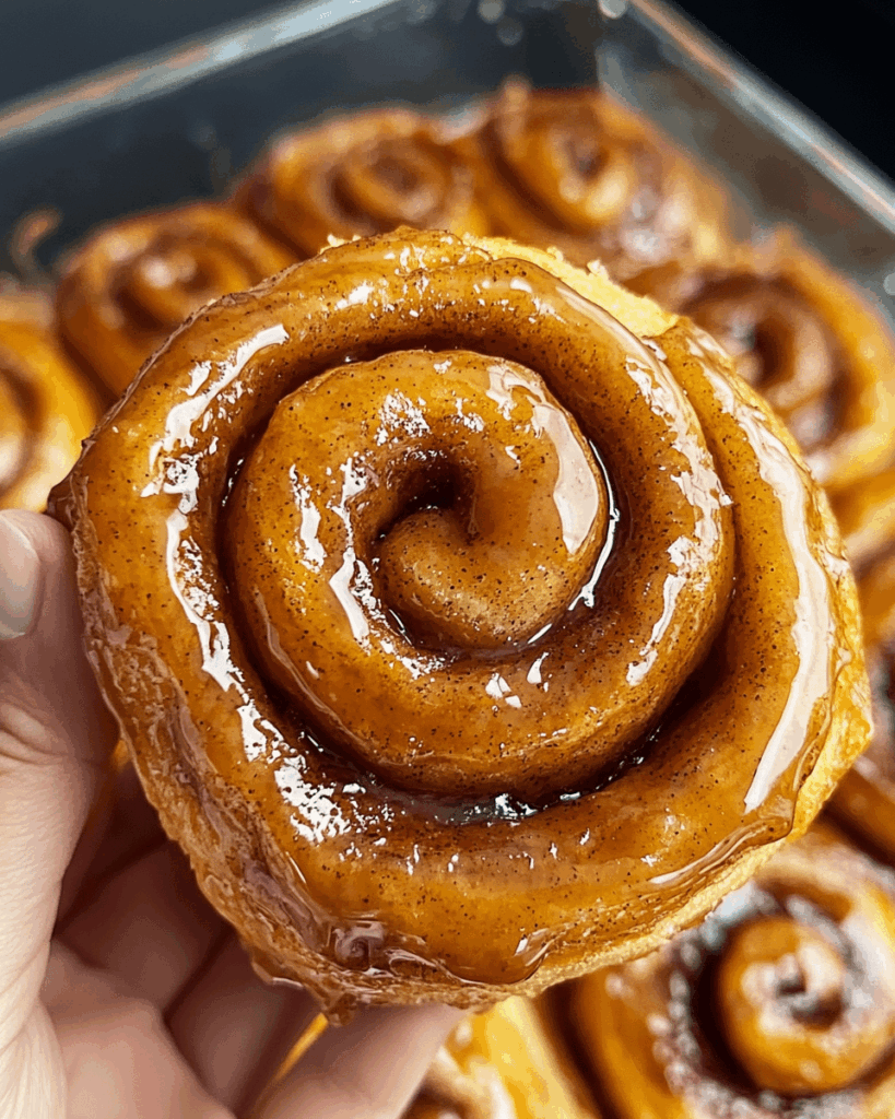 Pumpkin cinnamon rolls . it was so good🎃