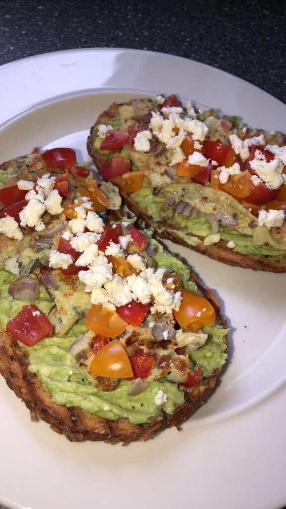 Avocado Toast with Egg, Tomatoes & Feta