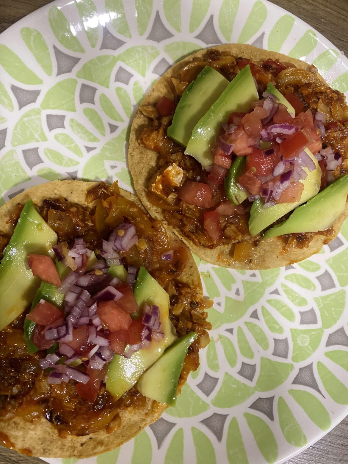 Post-gym reward: fish tinga tostadas