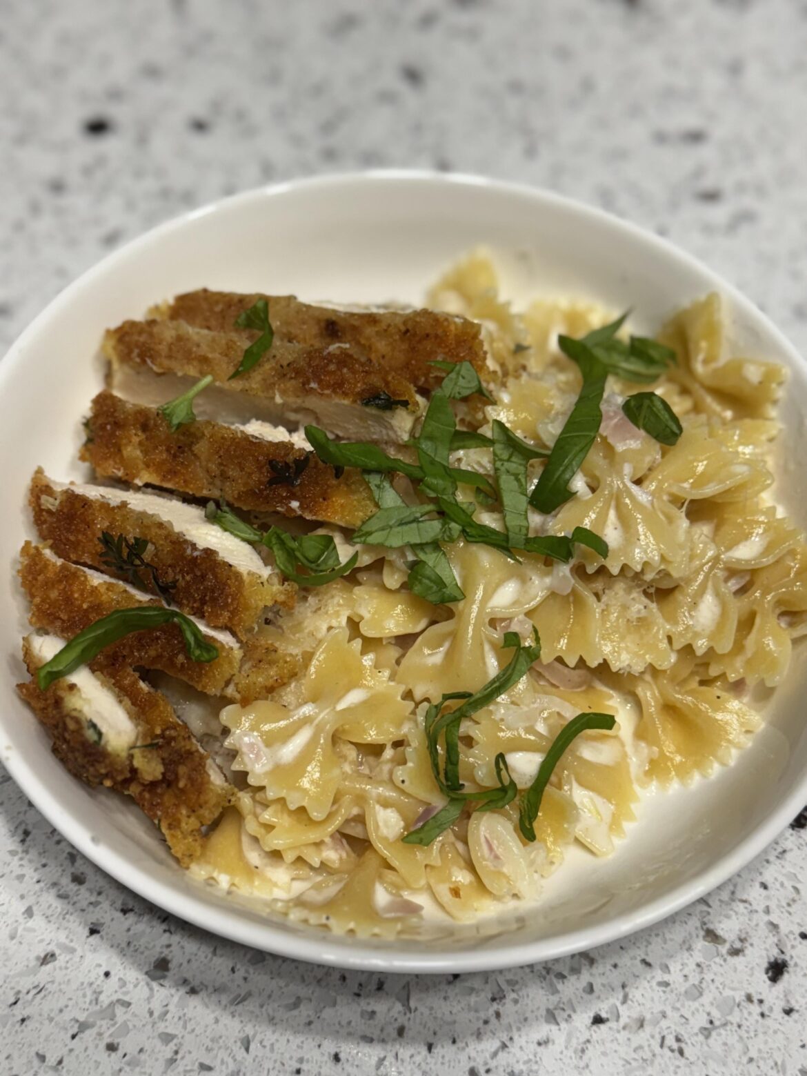 Parmesan Panko Chicken Breast + Lemon Cream Farfalle