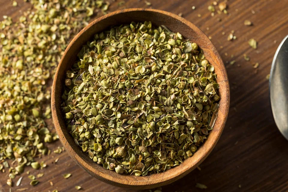 raw dried green greek oregano spice