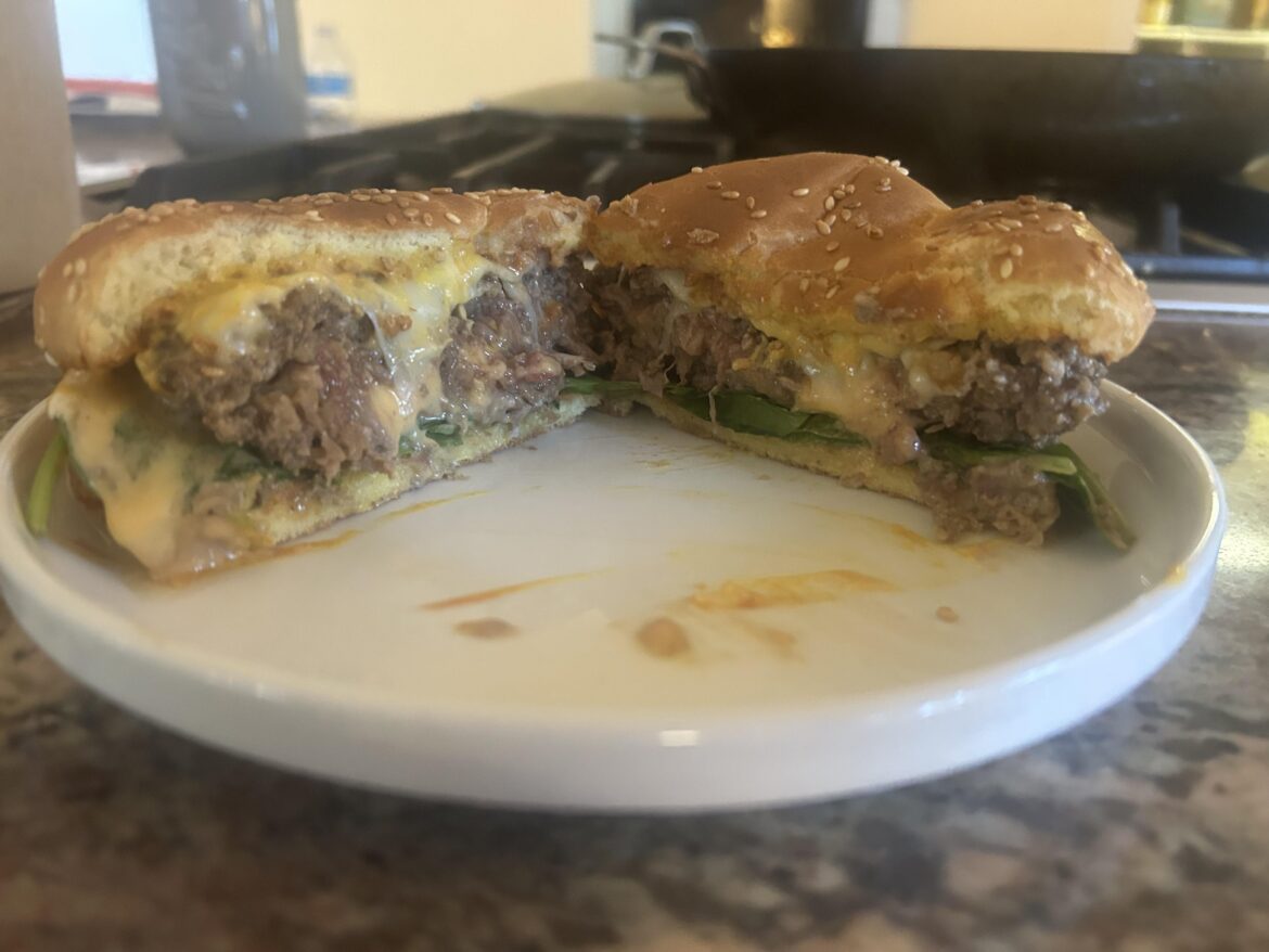 Made a Jucy Lucy burger for lunch.