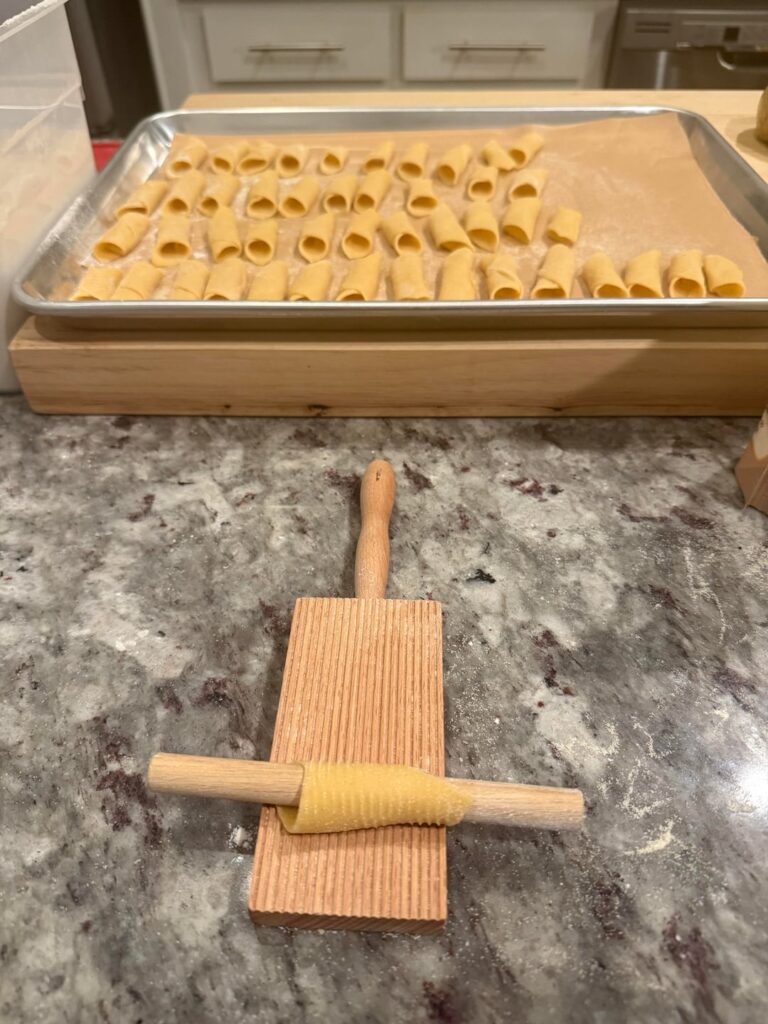 Hand rolled penne for the first time…for a group of 16