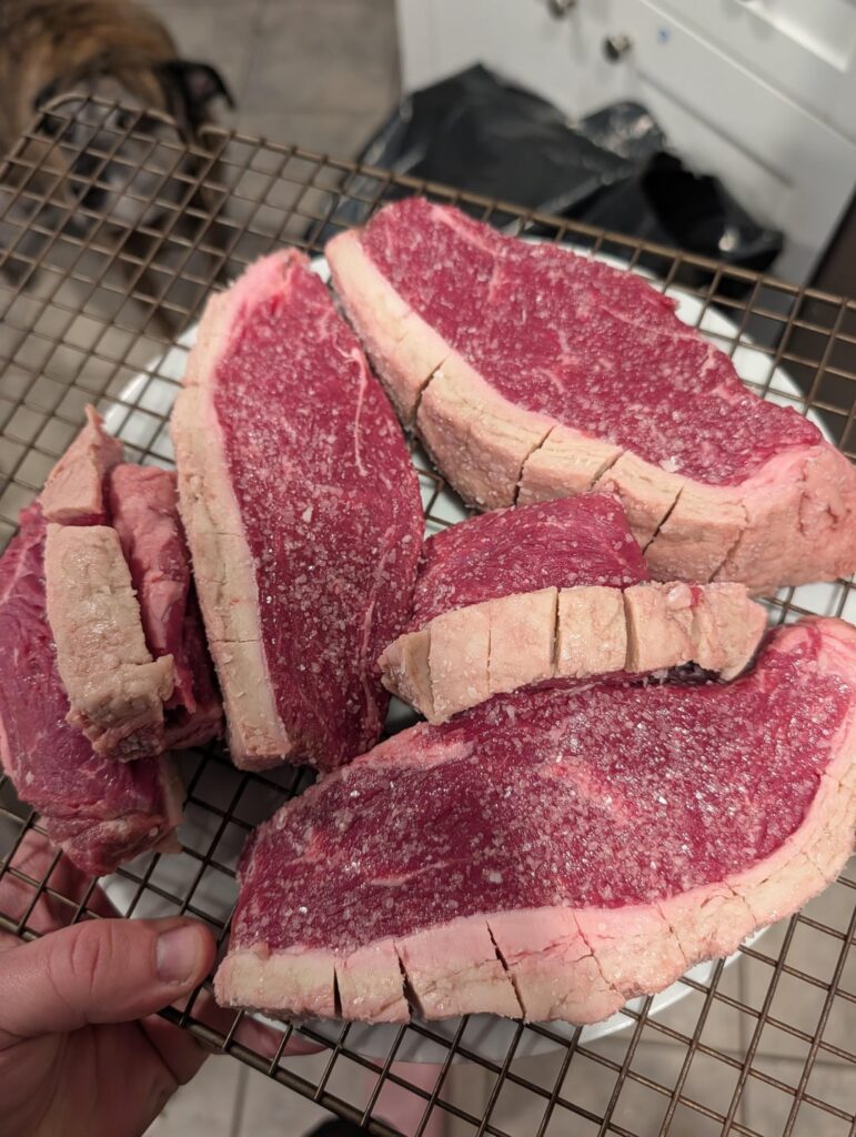 Made some of the best I've ever had last night. Picanha cut into steaks, dry brined, seasoned with sazon, reverse seared to 125 and then hard seared directly over coals