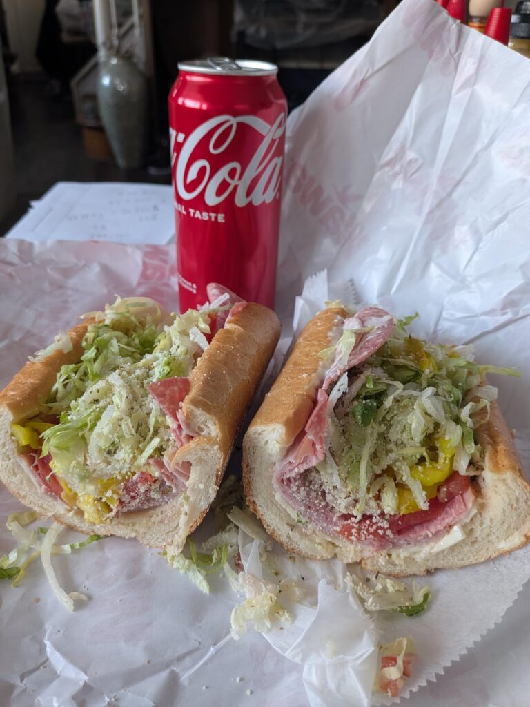 Replacing lost sweat from shoveling with an Italian hoagie + dessert