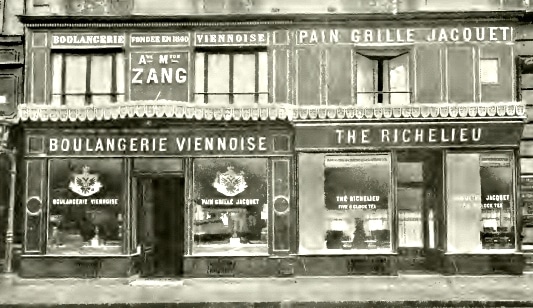 The original Boulangerie Viennoise (Viennese bakery) at 92, rue de Richelieu in Paris in or around 1909 