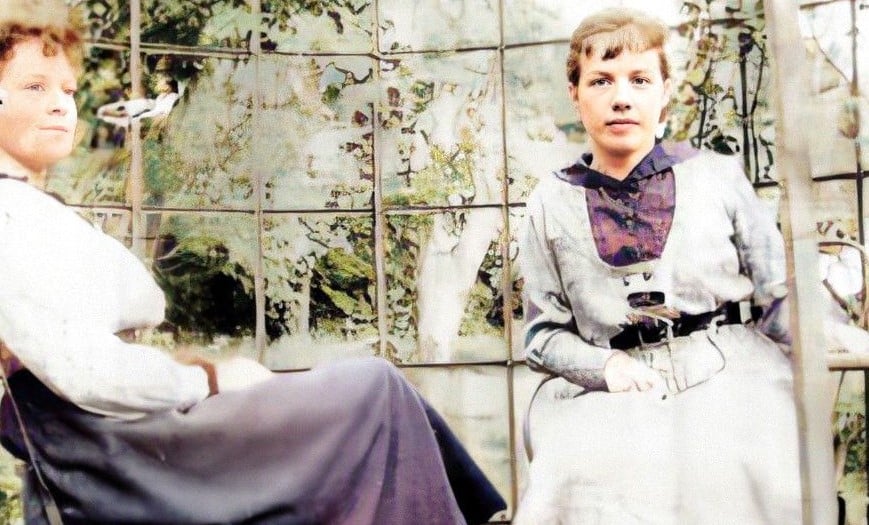 The Tatin sisters. Photo repaired, enhanced, and colorized by MyHeritage