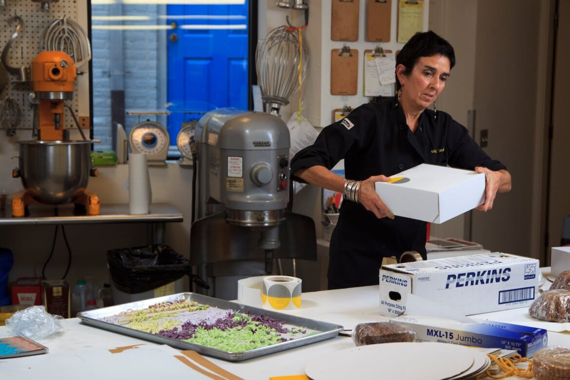Vicki Lee Boyajian brought to California dozens of fragile fondant flowers, multiple layers of frozen cakes, fruit-tart shells, frozen buttercream, and more.