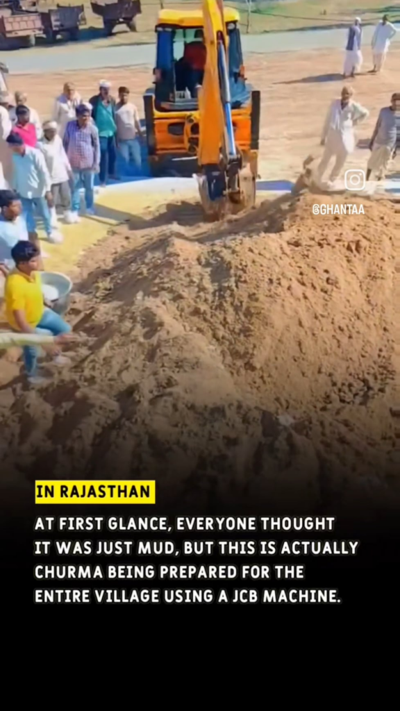 Preparing food for the entire village using excavators