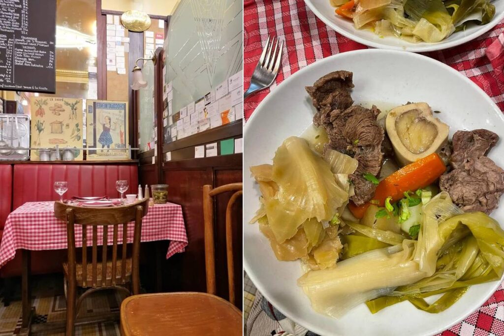 For over 50 years, this “old France” style restaurant, open every day, has been making the best pot-au-feu in Paris, simmered for over 2 hours!