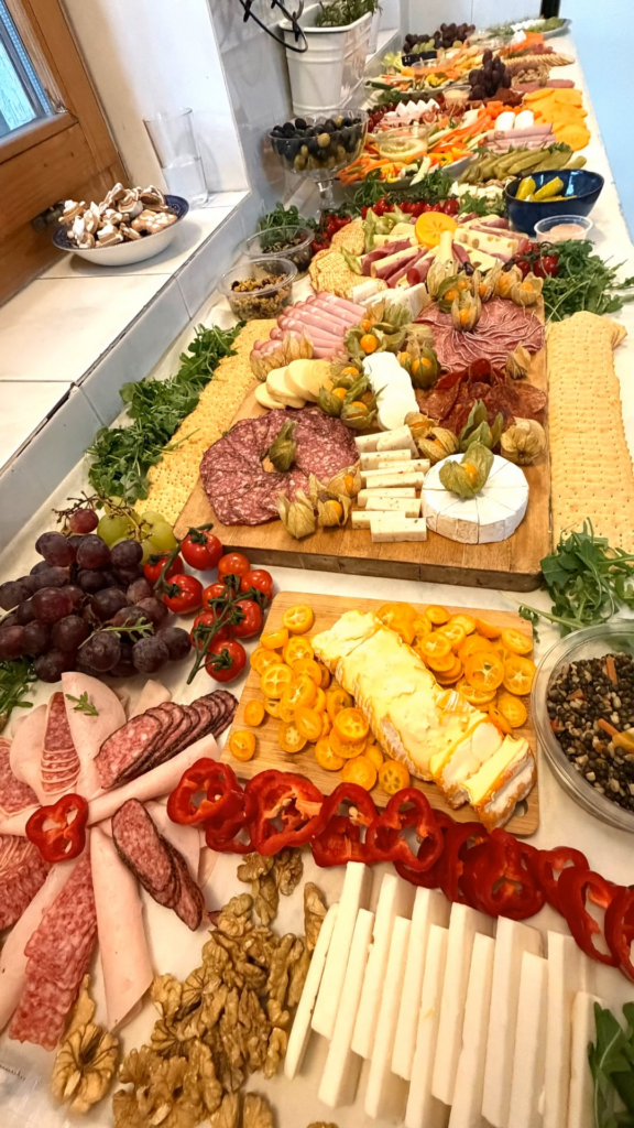 Homemade grazing table I made for my father-in-law’s 90th birthday party – 30 people