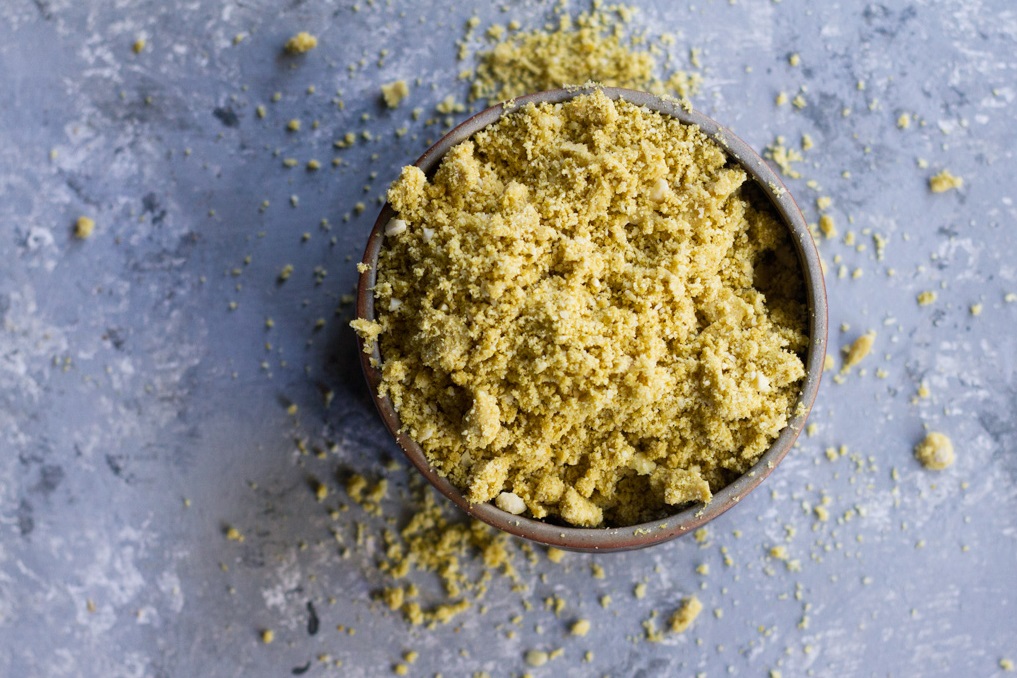 Dairy-Free Parmesan Cheese Substitute Recipe - delicious, flavorful, grated-style alternative that takes just 3 ingredients and 5 minutes to make! Fast, easy, and naturally plant-based, paleo, vegan, gluten-free, and soy-free. Nut-free option.