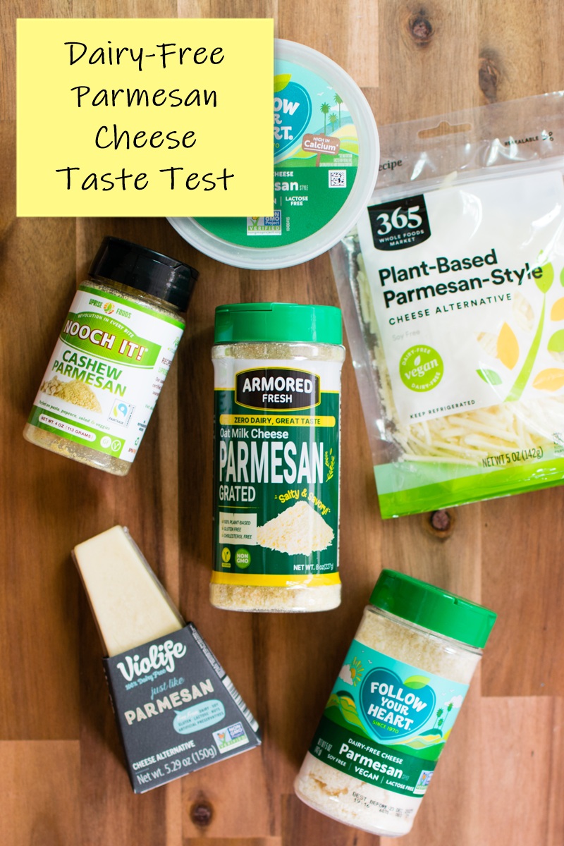 The Best Dairy-Free Parmesan Cheese (Taste Test) - all vegan and gluten-free with many allergy-friendly options. Includes melting notes and images.