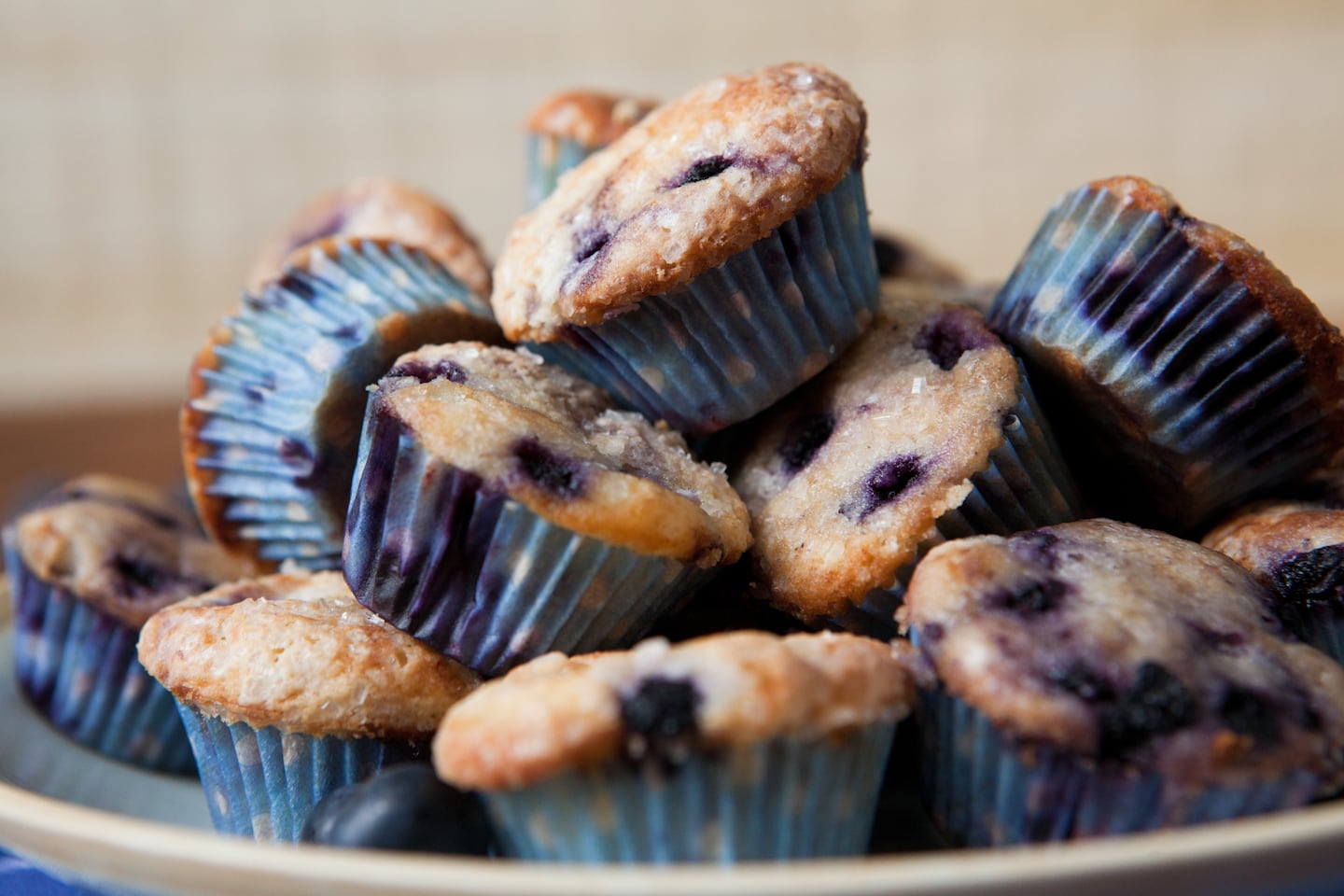 Jordan Marsh blueberry muffins have a little extra sugar sprinkled on top. Yummy! (To some.)