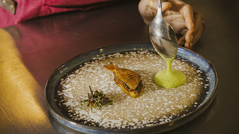 Mullet stuffed with blood sausage at Rouge in Nîmes