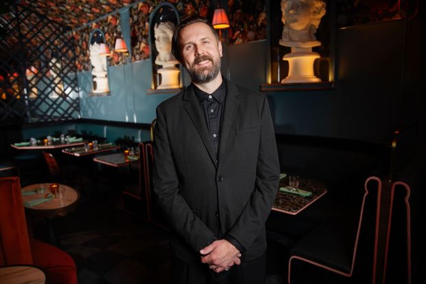 San Diego restaurateur Kory Stetina is opening a fine-dining vegan restaurant named Vulture this month. Stetina pose for photo inside Vulture in University Heights on 06.10.25, in San Diego, California. (Alejandro Tamayo / The San Diego Union-Tribune)
