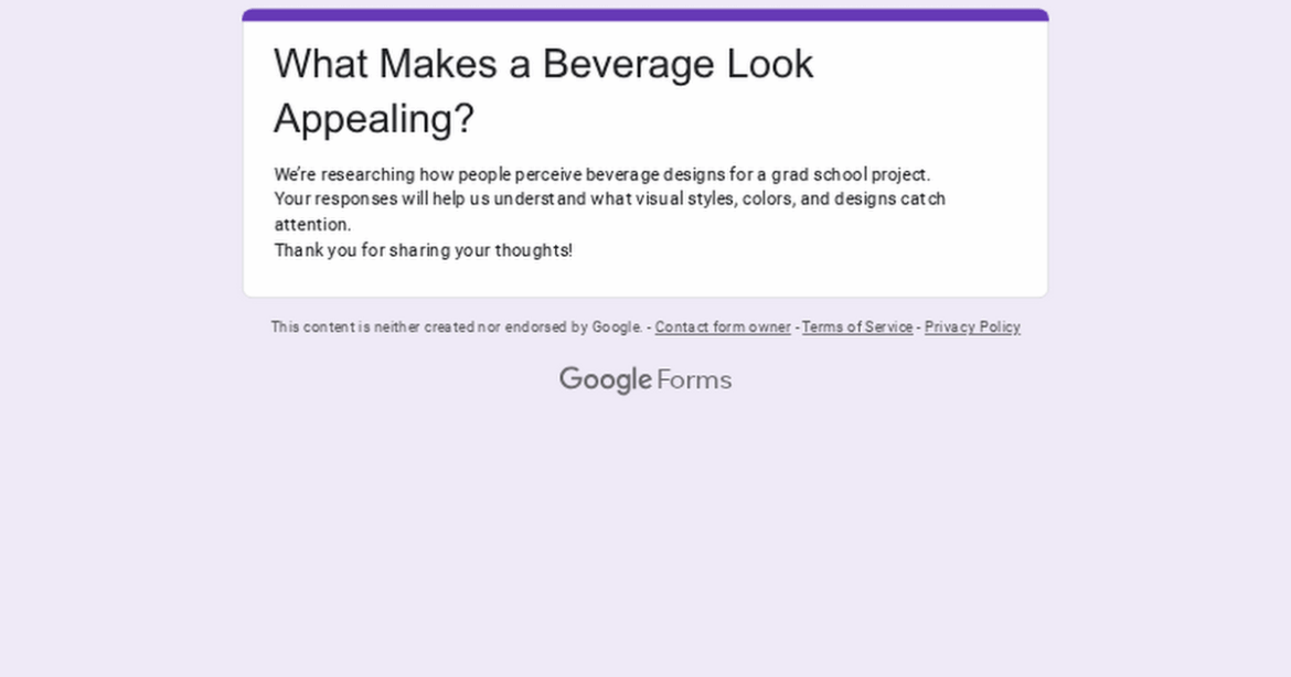 10-minute survey on how you choose drinks based on design