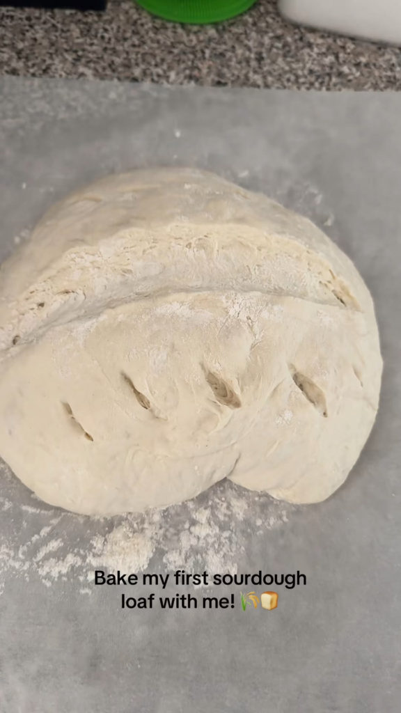 Watch me bake my first sourdough loaf! I was terrified the entire time