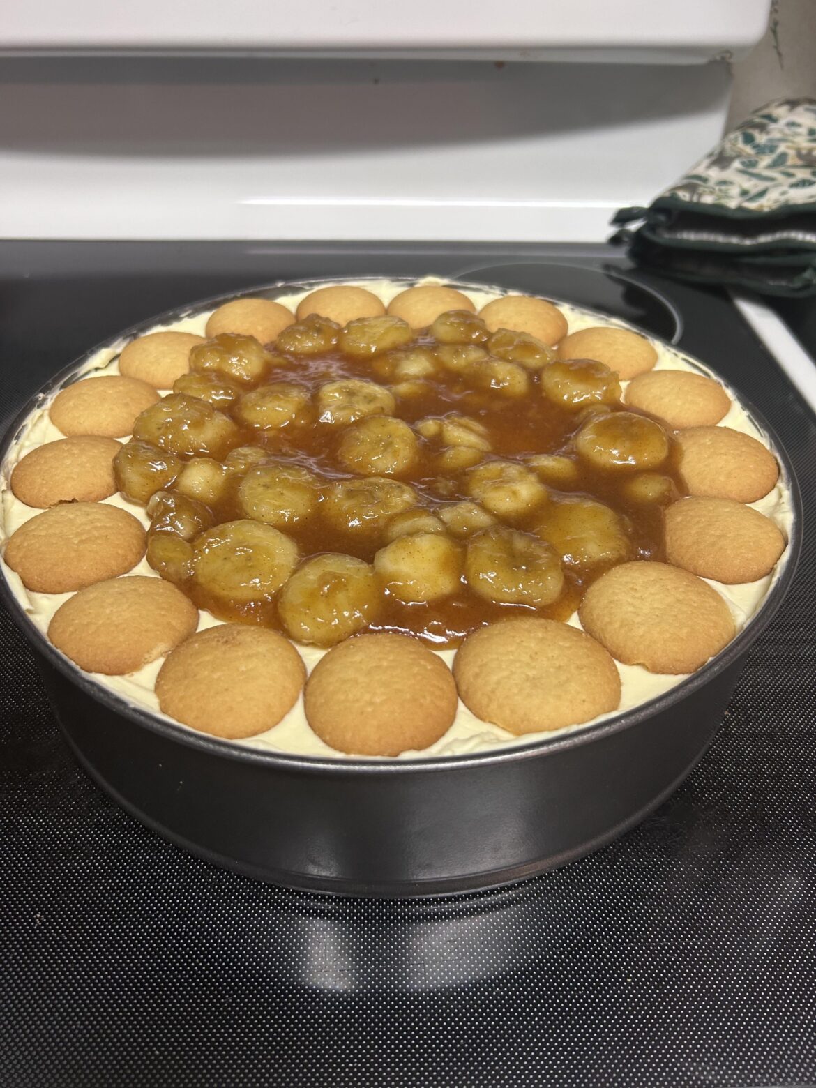 Banana Pudding Cheesecake with a Banana fosters topping.