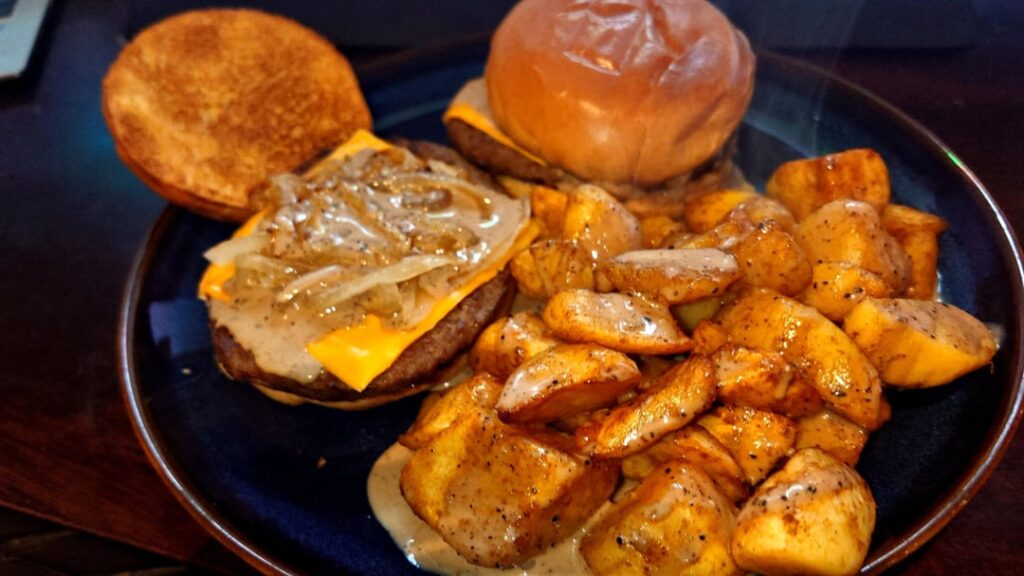 Cheese Burgers with a Whiskey and Black Pepper Sauce