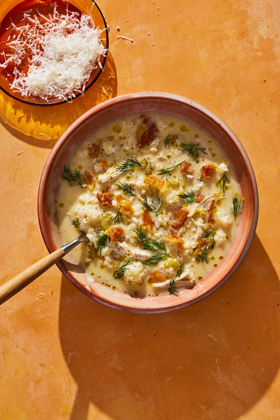 LEMONY CAULIFLOWER CHICKEN AND RICE SOUP