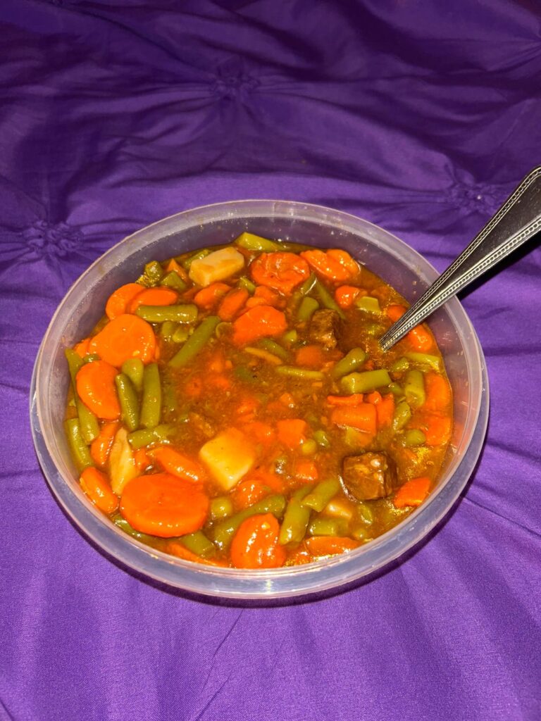 Two bowls of soup, and a can of chicken. 760 for all.