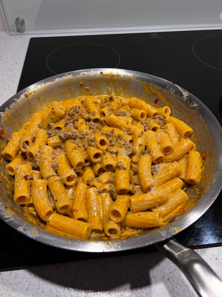 Improvised leftover weeknight pasta