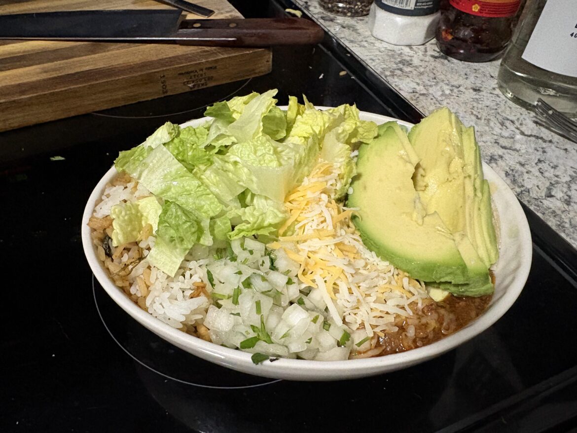 chili with all kinds of shit on it