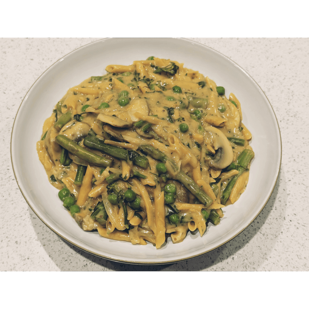 Pasta Primavera with yellow pea pasta Pasta Primavera with yellow pea pasta
