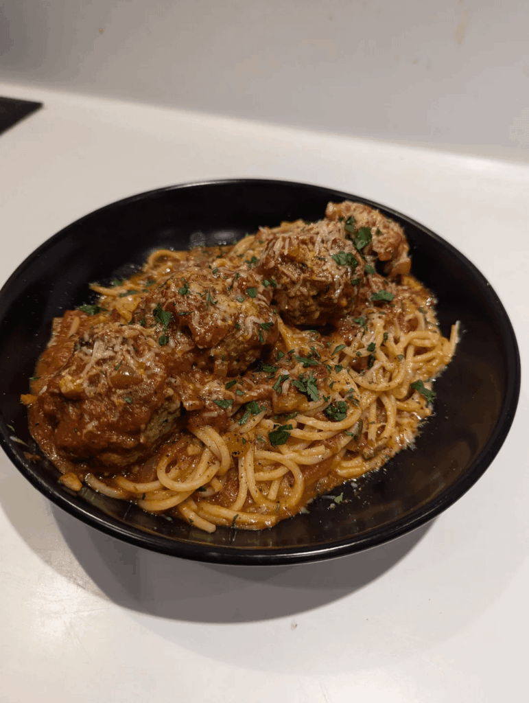 made spaghetti and meatballs