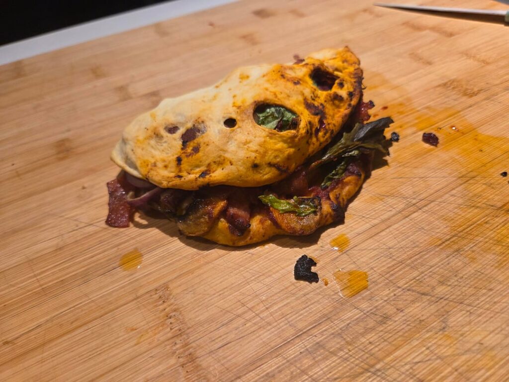 I didn't manage to close my calzone so I made an Italian-style Taco instead