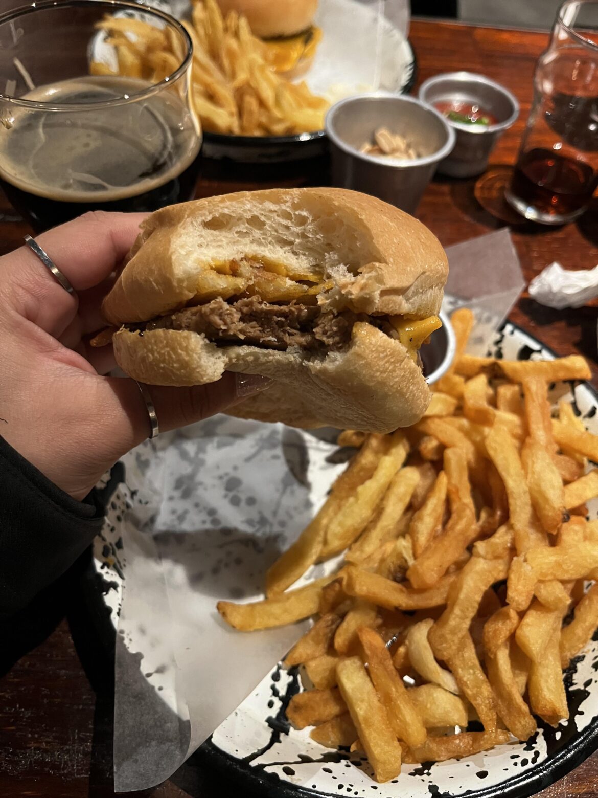 Cheeseburger and caramelized onion