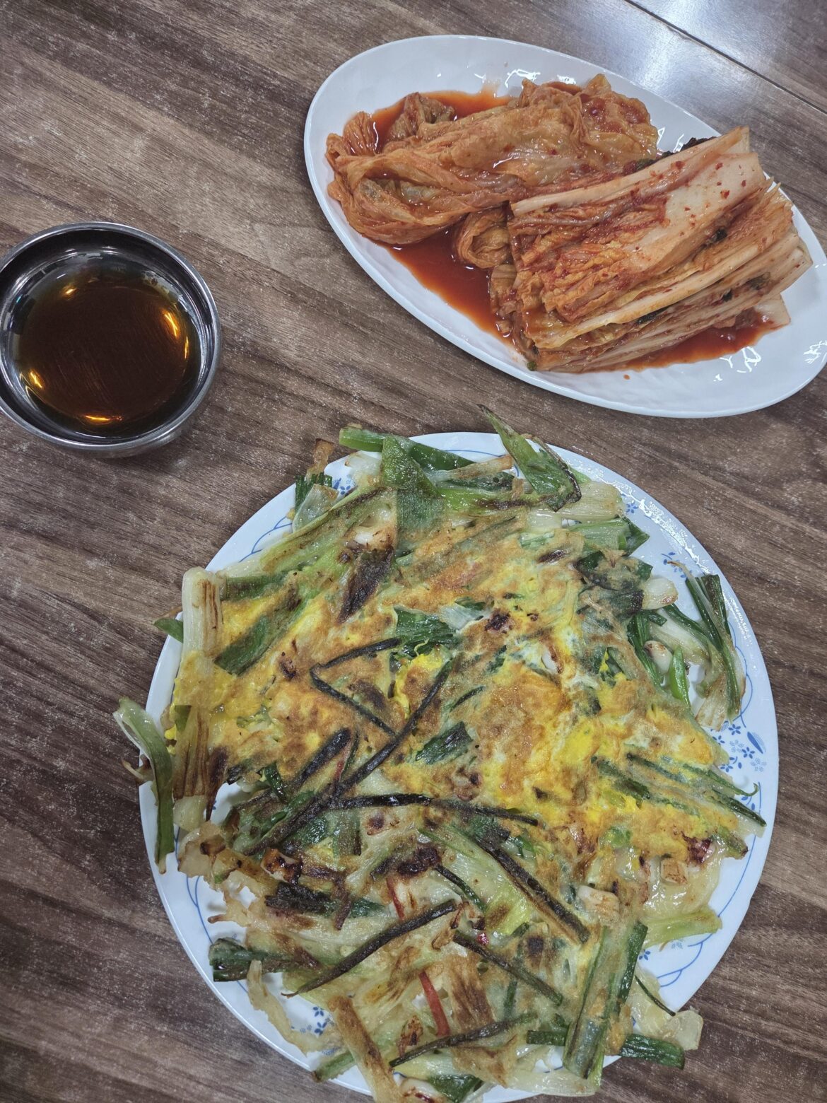 Kimchi made for the winter and squid–green onion pancakes are delicious!