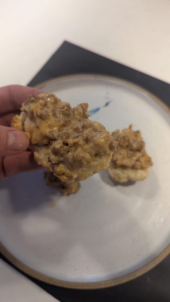 Completing the breakfast from the Southern US this morning - Biscuits and gravy