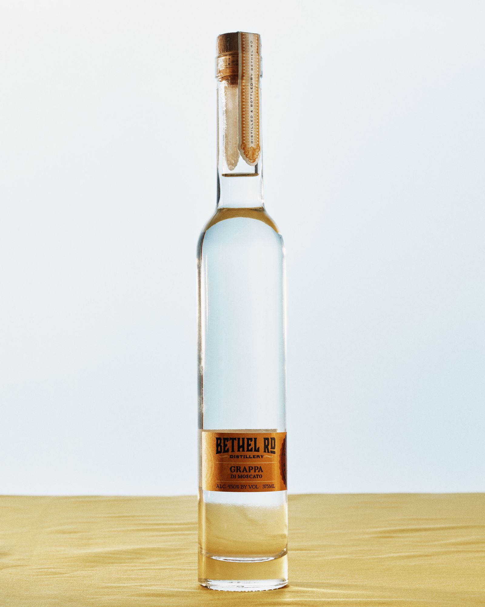 A bottle of Bethel Rd Grappa di Moscato.