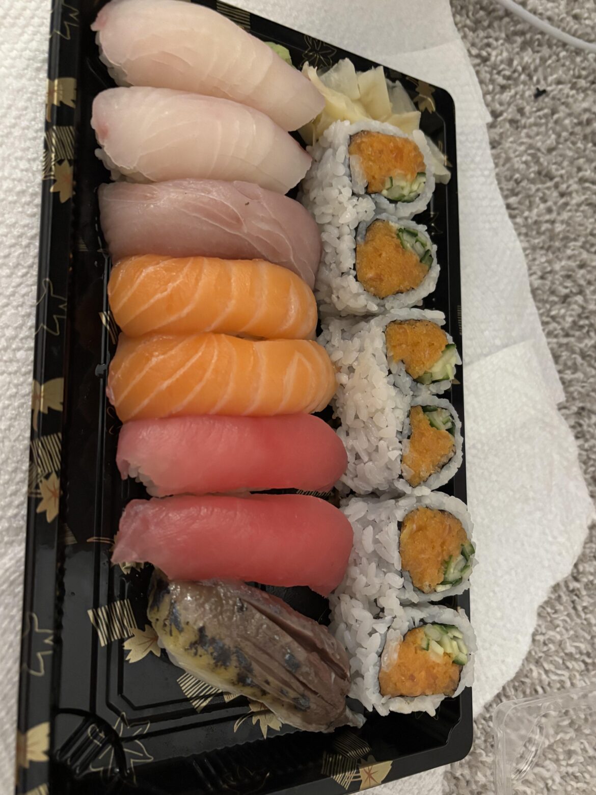 What type of Nigiri on bottom?