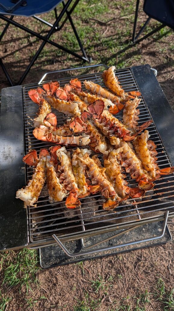 Lobster BBQ while camping 🔥🦞 Genius move or unnecessary flex?